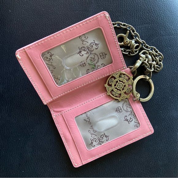 Kate Landry wallet bifold with chain pink ID Card Holder - Picture 6 of 8